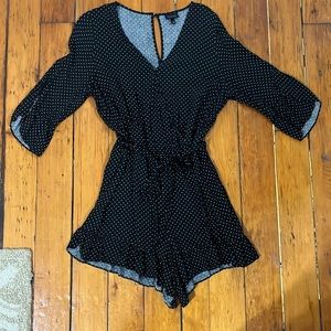 Who what wear - black and white polka dot romper size large